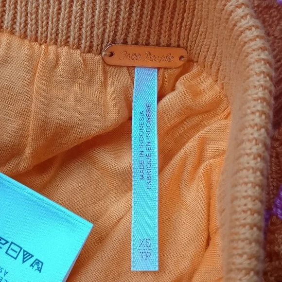 NWT Free People Benny Knit Skirt Set In Pink Orange Size XS - Picture 5 of 7